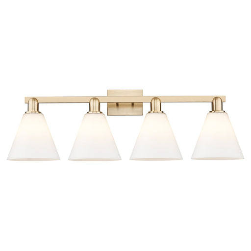 Innovations Berkshire 35in 4-Light Bath Vanity Light | Industrial Champagne Bronze Steel and Matte White Glass | Bathroom Vanity | Model 716-4W-CB-GBC-81