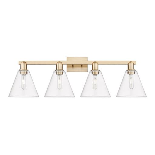 Innovations Berkshire Glass 35in 4-Light Bath Vanity Light | Industrial Champagne Bronze Steel and Clear Cone Glass | Bathroom | Model 716-4W-CB-GBC-82