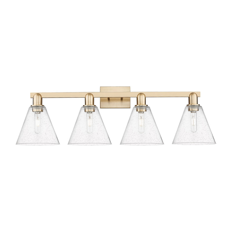 Innovations Berkshire Glass 35in 4-Light Bath Vanity Light | Industrial Champagne Bronze Steel and Seedy Glass | Bathroom Vanity | Model 716-4W-CB-GBC-84