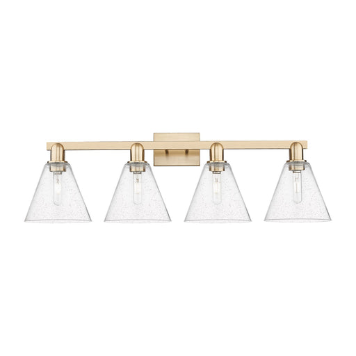 Innovations Berkshire Glass 35in 4-Light Bath Vanity Light | Industrial Champagne Bronze Steel and Seedy Glass | Bathroom Vanity | Model 716-4W-CB-GBC-84