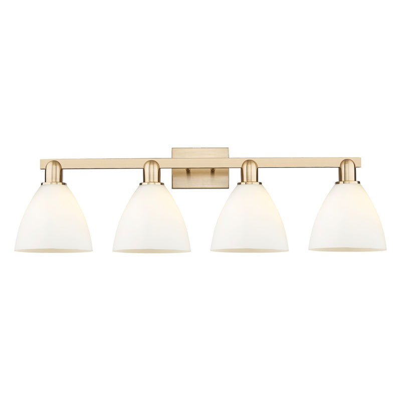 Innovations Bristol 35in 4-Light Bath Vanity Light | Industrial Champagne Bronze Steel and Matte White Glass | Bathroom Vanity | Model 716-4W-CB-GBD-751