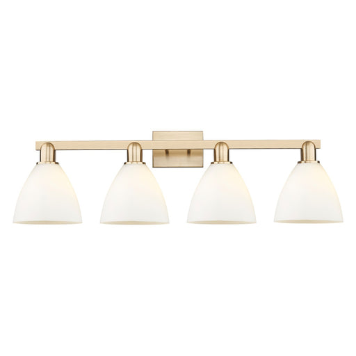 Innovations Bristol 35in 4-Light Bath Vanity Light | Industrial Champagne Bronze Steel and Matte White Glass | Bathroom Vanity | Model 716-4W-CB-GBD-751