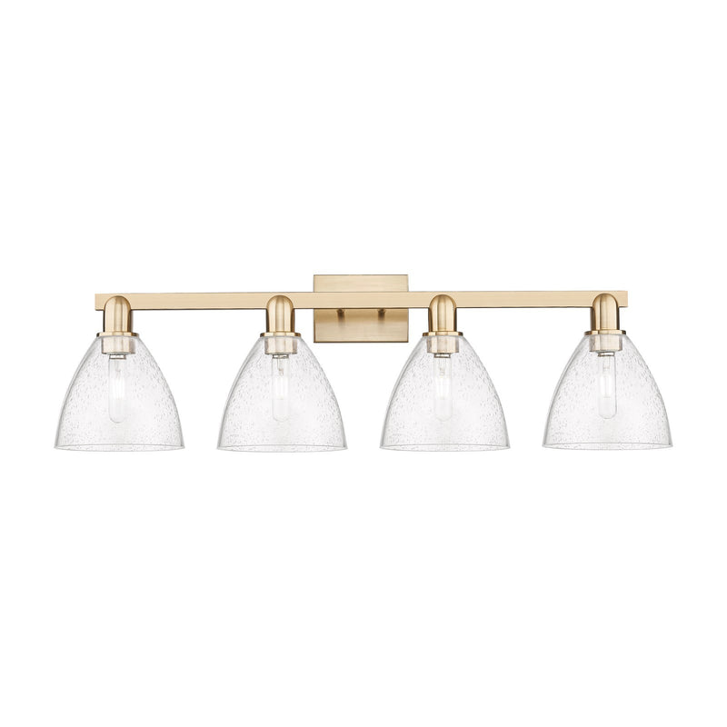 Innovations Bristol 34.5in 4-Light Bath Vanity Light | Industrial Champagne Bronze Steel and Seedy Glass | Bathroom Vanity | Model 716-4W-CB-GBD-754