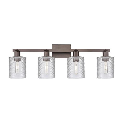 Innovations Cobbleskill 32in 4-Light Bath Vanity Light | Industrial Oil Rubbed Bronze Steel and Clear Glass | Bathroom Vanity | Model 716-4W-OB-G112