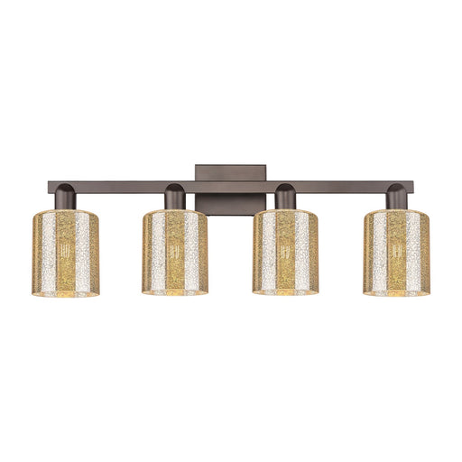 Innovations Cobbleskill 32in 4-Light Bath Vanity Light | Industrial Oil Rubbed Bronze Steel and Mercury Glass | Bathroom Vanity | Model 716-4W-OB-G116