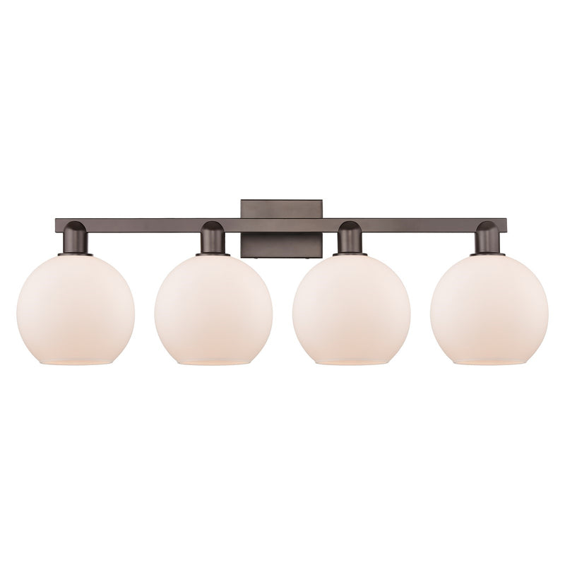 Innovations Athens 35in 4-Light Bath Vanity Light | Industrial Oil Rubbed Bronze Steel and Matte White Glass | Bathroom Vanity & | Model 716-4W-OB-G121-8