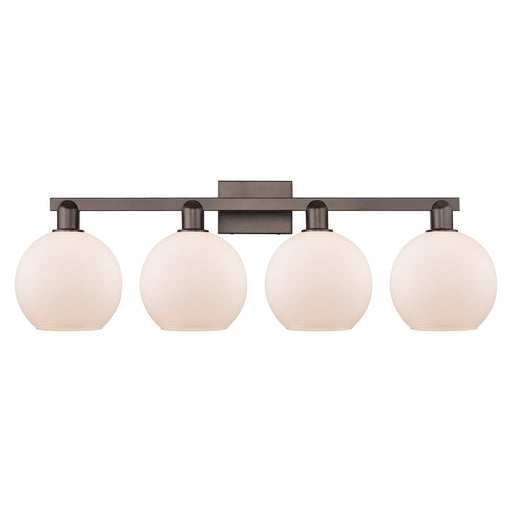 Innovations Athens 35in 4-Light Bath Vanity Light | Industrial Oil Rubbed Bronze Steel and Matte White Glass | Bathroom Vanity & | Model 716-4W-OB-G121-8