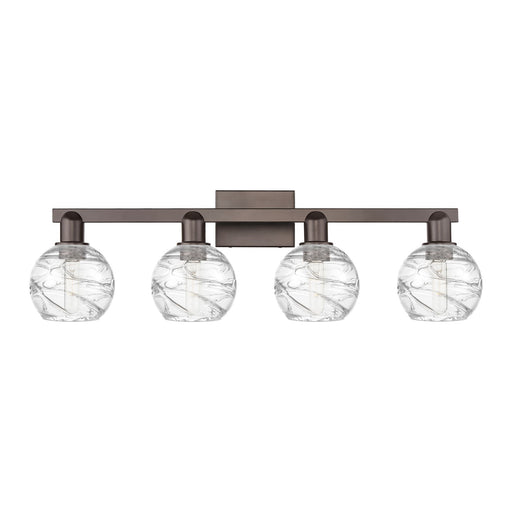 Innovations Athens Deco Swirl 36in 4-Light Bath Vanity Light | Industrial Oil Rubbed Bronze Steel and Clear Glass | Bathroom | Model 716-4W-OB-G1213-6CL