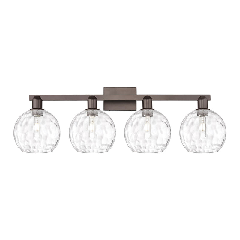 Innovations Athens 35in 4-Light Bath Vanity | Industrial Oil Rubbed Bronze Steel and Clear Water Glass | Bathroom Vanity | Model 716-4W-OB-G1215-8