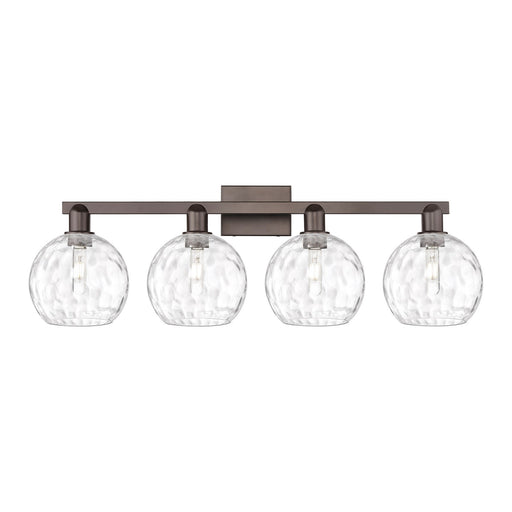 Innovations Athens 35in 4-Light Bath Vanity | Industrial Oil Rubbed Bronze Steel and Clear Water Glass | Bathroom Vanity | Model 716-4W-OB-G1215-8