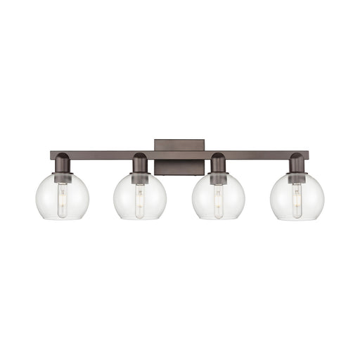 Innovations Athens 33in 4-Light Bath Vanity | Industrial Oil Rubbed Bronze Steel and Clear Glass | Bathroom Vanity Light | Model 716-4W-OB-G122-6
