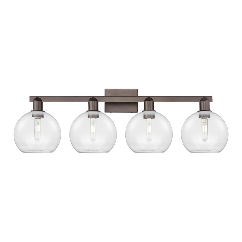 Innovations Athens 35in 4-Light Bath Vanity Light | Industrial Oil Rubbed Bronze Steel and Clear Glass | Bathroom Vanity & Powder | Model 716-4W-OB-G122-8
