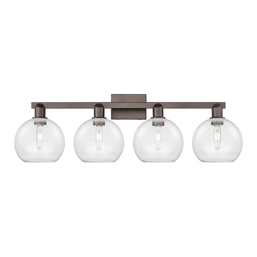 Innovations Athens 35in 4-Light Bath Vanity Light | Industrial Oil Rubbed Bronze Steel and Clear Glass | Bathroom Vanity & Powder | Model 716-4W-OB-G122-8
