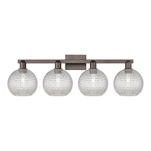 Innovations Athens 35in 4-Light Bath Vanity Light | Industrial Oil Rubbed Bronze Steel and Clear Basket Weave Glass | Bathroom | Model 716-4W-OB-G122C-8CL