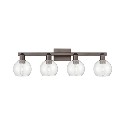 Innovations Athens 33in 4-Light Bath Vanity | Industrial Oil Rubbed Bronze Steel and Seedy Glass | Bathroom Vanity Light | Model 716-4W-OB-G124-6