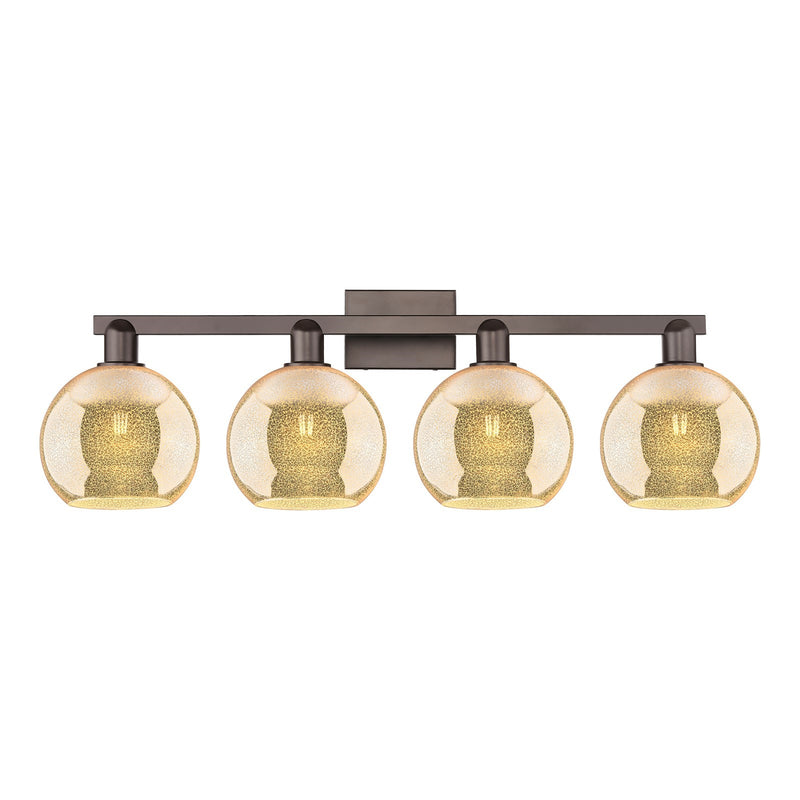 Innovations Athens 35in 4-Light Bath Vanity Light | Industrial Oil Rubbed Bronze Steel and Mercury Glass | Bathroom Vanity | Model 716-4W-OB-G128-8