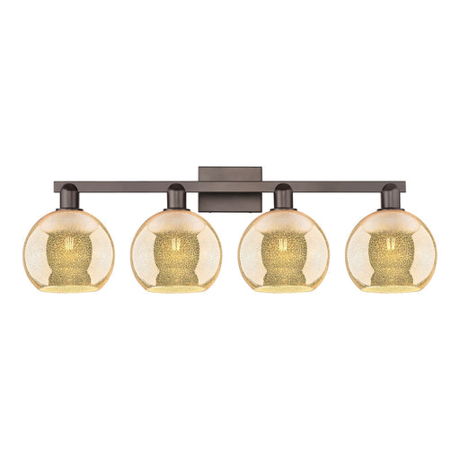 Innovations Athens 35in 4-Light Bath Vanity Light | Industrial Oil Rubbed Bronze Steel and Mercury Glass | Bathroom Vanity | Model 716-4W-OB-G128-8
