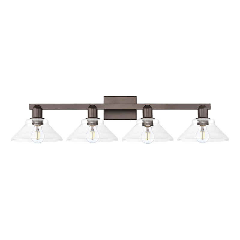 Innovations Orwell 35in 4-Light Bath Vanity Light | Industrial Oil Rubbed Bronze Steel and Clear Glass | Bathroom Vanity | Model 716-4W-OB-G132
