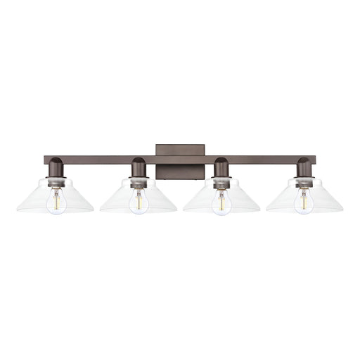 Innovations Orwell 35in 4-Light Bath Vanity Light | Industrial Oil Rubbed Bronze Steel and Clear Glass | Bathroom Vanity | Model 716-4W-OB-G132