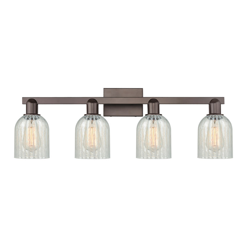 Innovations Caledonia 32in 4-Light Bath Vanity Light | Industrial Oil Rubbed Bronze and Mouchette Glass | Bathroom Vanity | Model 716-4W-OB-G2511