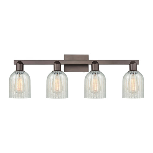 Innovations Caledonia 32in 4-Light Bath Vanity Light | Industrial Oil Rubbed Bronze and Mouchette Glass | Bathroom Vanity | Model 716-4W-OB-G2511