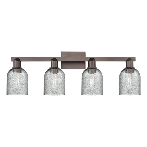 Innovations Caledonia 32in 4-Light Bath Vanity Light | Industrial Oil Rubbed Bronze and Charcoal Glass | Bathroom Vanity | Model 716-4W-OB-G257