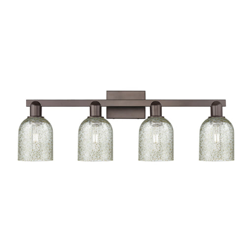 Innovations Caledonia 32in 4-Light Bath Vanity Light | Industrial Oil Rubbed Bronze Steel and Mica Glass | Bathroom Vanity | Model 716-4W-OB-G259