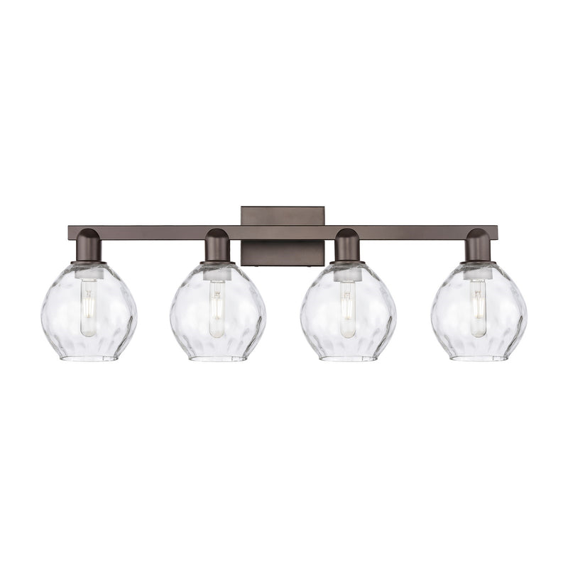 Innovations Waverly 33in 4-Light Bath Vanity Light | Industrial Oil Rubbed Bronze Steel and Clear Glass | Bathroom Vanity | Model 716-4W-OB-G362