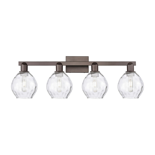 Innovations Waverly 33in 4-Light Bath Vanity Light | Industrial Oil Rubbed Bronze Steel and Clear Glass | Bathroom Vanity | Model 716-4W-OB-G362