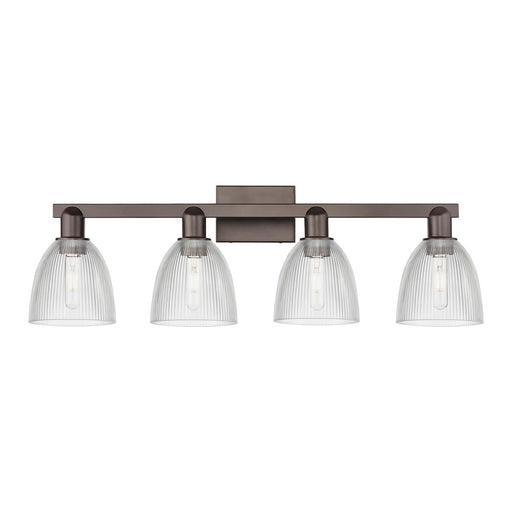 Innovations Castile 33in 4-Light Bath Vanity Light | Industrial Oil Rubbed Bronze Steel and Clear Glass | Bathroom Vanity Lighting | Model 716-4W-OB-G382