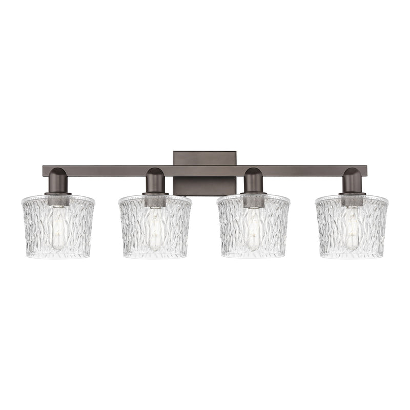 Innovations Niagara 34in 4-Light Bath Vanity Light | Industrial Oil Rubbed Bronze Steel and Clear Glass | Bathroom Vanity | Model 716-4W-OB-G402