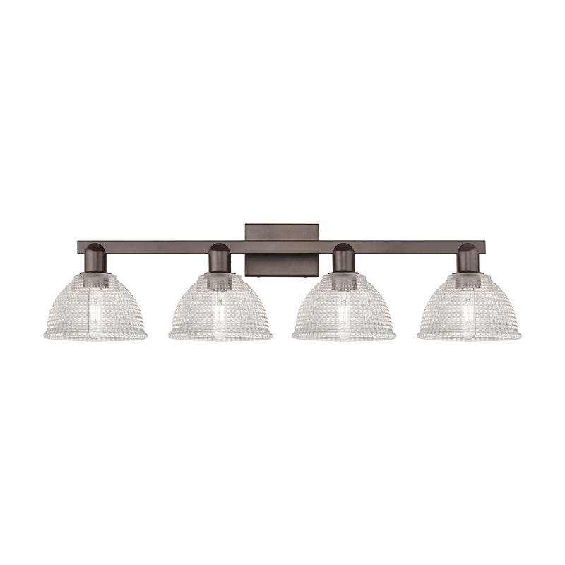 Innovations Arietta 35in 4-Light Bath Vanity Light | Industrial Oil Rubbed Bronze Steel and Clear Glass | Bathroom Vanity | Model 716-4W-OB-G422