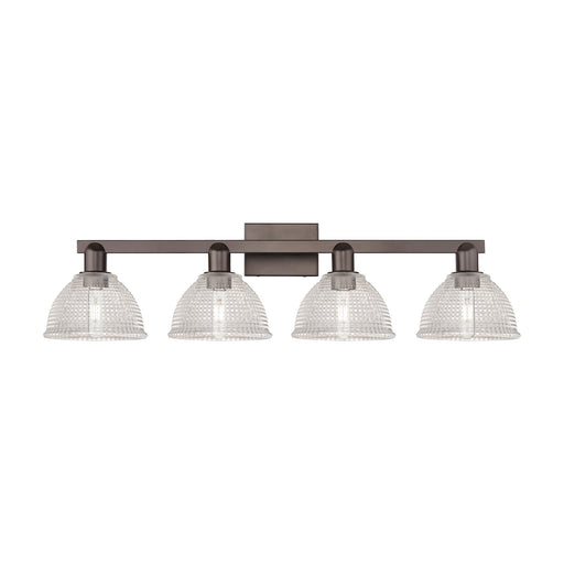 Innovations Arietta 35in 4-Light Bath Vanity Light | Industrial Oil Rubbed Bronze Steel and Clear Glass | Bathroom Vanity | Model 716-4W-OB-G422