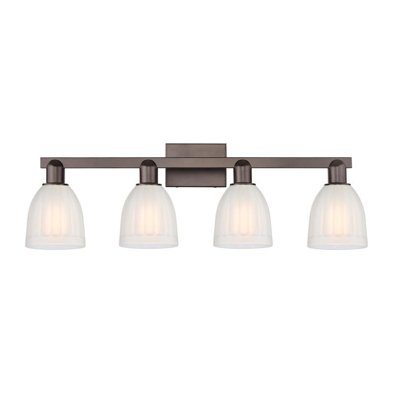Innovations Brookfield 33in 4-Light Bath Vanity | Industrial Oil Rubbed Bronze and White Frosted Glass | Bathroom Vanity Light | Model 716-4W-OB-G441