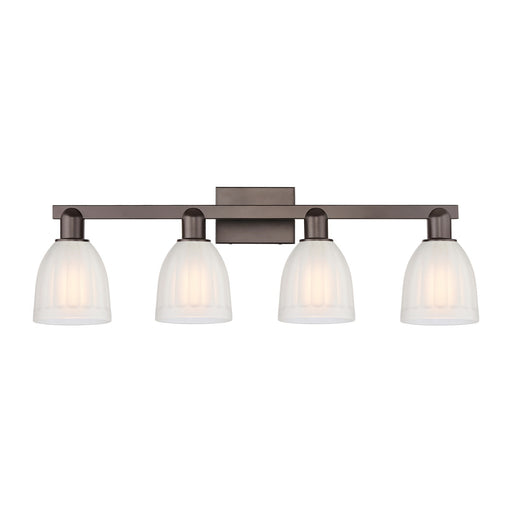 Innovations Brookfield 33in 4-Light Bath Vanity | Industrial Oil Rubbed Bronze and White Frosted Glass | Bathroom Vanity Light | Model 716-4W-OB-G441