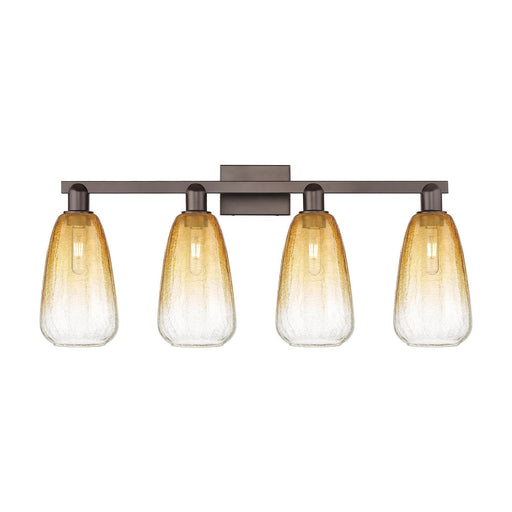 Innovations Brookhaven Almond 33in 4-Light Bath Vanity Light | Industrial Oil Rubbed Bronze and Amber Glass | Bathroom Vanity | Model 716-4W-OB-G480-6AM