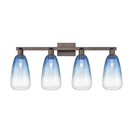 Innovations Brookhaven Almond 33in 4-Light Bath Vanity | Industrial Oil Rubbed Bronze Steel and Sapphire Blue Glass | Bathroom | Model 716-4W-OB-G480-6SB