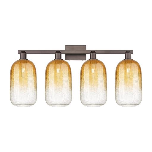Innovations Brookhaven Cloche 34in 4-Light Bath Vanity Light | Industrial Oil Rubbed Bronze Steel and Amber Glass | Bathroom | Model 716-4W-OB-G482-7AM