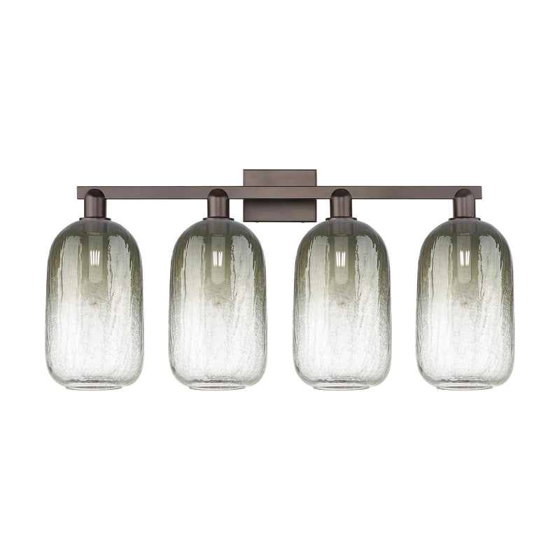 Innovations Brookhaven Cloche 34in 4-Light Bath Vanity Light | Industrial Oil Rubbed Bronze Steel and Slate Glass | Bathroom | Model 716-4W-OB-G482-7SL