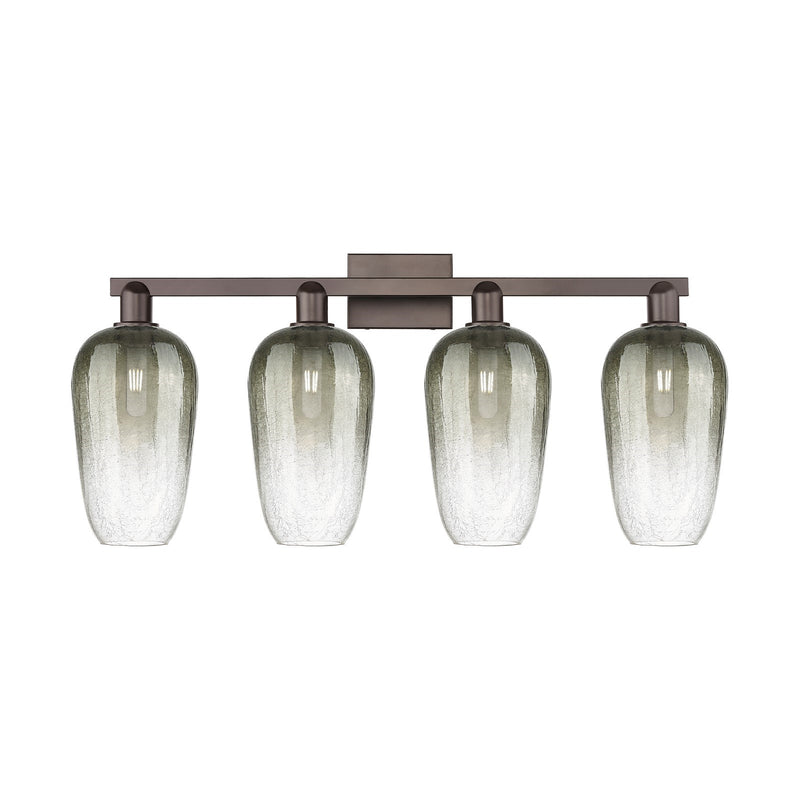 Innovations Brookhaven Flute 34in 4-Light Bath Vanity Light | Industrial Oil Rubbed Bronze Steel and Slate Glass | Bathroom | Model 716-4W-OB-G484-7SL