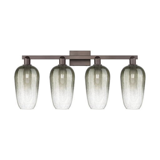 Innovations Brookhaven Flute 34in 4-Light Bath Vanity Light | Industrial Oil Rubbed Bronze Steel and Slate Glass | Bathroom | Model 716-4W-OB-G484-7SL