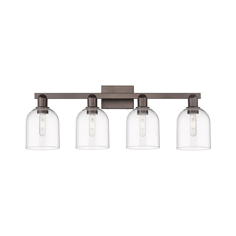 Innovations Bella 33in 4-Light Bath Vanity Light | Industrial Oil Rubbed Bronze Steel and Clear Glass | Bathroom Vanity | Model 716-4W-OB-G558-6CL