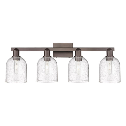 Innovations Bella 33in 4-Light Bath Vanity | Industrial Oil Rubbed Bronze Steel and Seedy Glass | Bathroom Vanity Light | Model 716-4W-OB-G558-6SDY