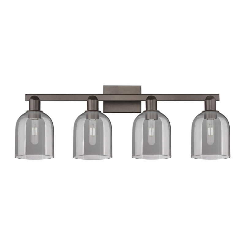 Innovations Bella 33in 4-Light Bath Vanity Light | Industrial Oil Rubbed Bronze and Light Smoke Glass | Bathroom Vanity | Model 716-4W-OB-G558-6SM
