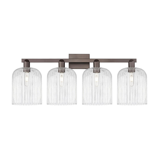 Innovations Bridal Veil 35in 4-Light Bath Vanity | Industrial Oil Rubbed Bronze Steel and Clear Ribbed Glass | Entryway & | Model 716-4W-OB-G559-8CL