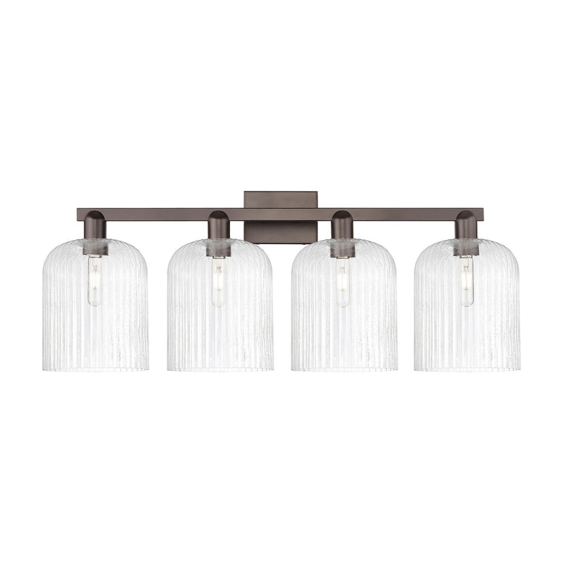 Innovations Bridal Veil 35in 4-Light Bath Vanity Light | Industrial Oil Rubbed Bronze Steel and Seedy Glass | Damp Rated | Model 716-4W-OB-G559-8SDY