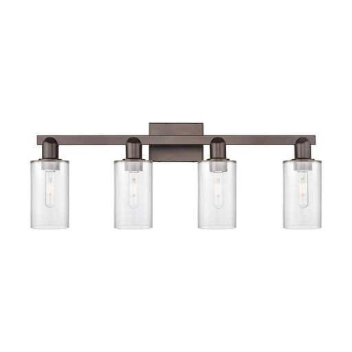 Innovations Clymer 31in 4-Light Bath Vanity Light | Industrial Oil Rubbed Bronze Steel and Clear Glass | Bathroom Vanity | Model 716-4W-OB-G802