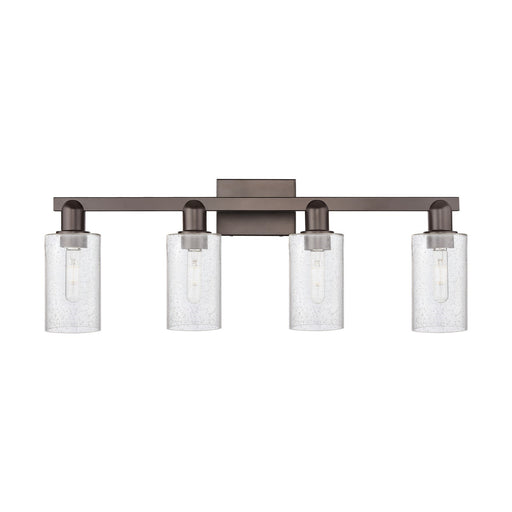 Innovations Clymer 31in 4-Light Bath Vanity Light | Industrial Oil Rubbed Bronze Steel and Seedy Glass | Bathroom Vanity | Model 716-4W-OB-G804