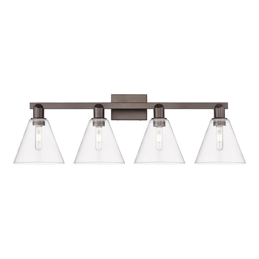 Innovations Berkshire Glass 35in 4-Light Bath Vanity | Industrial Oil Rubbed Bronze Steel and Clear Glass | Bathroom Vanity & | Model 716-4W-OB-GBC-82