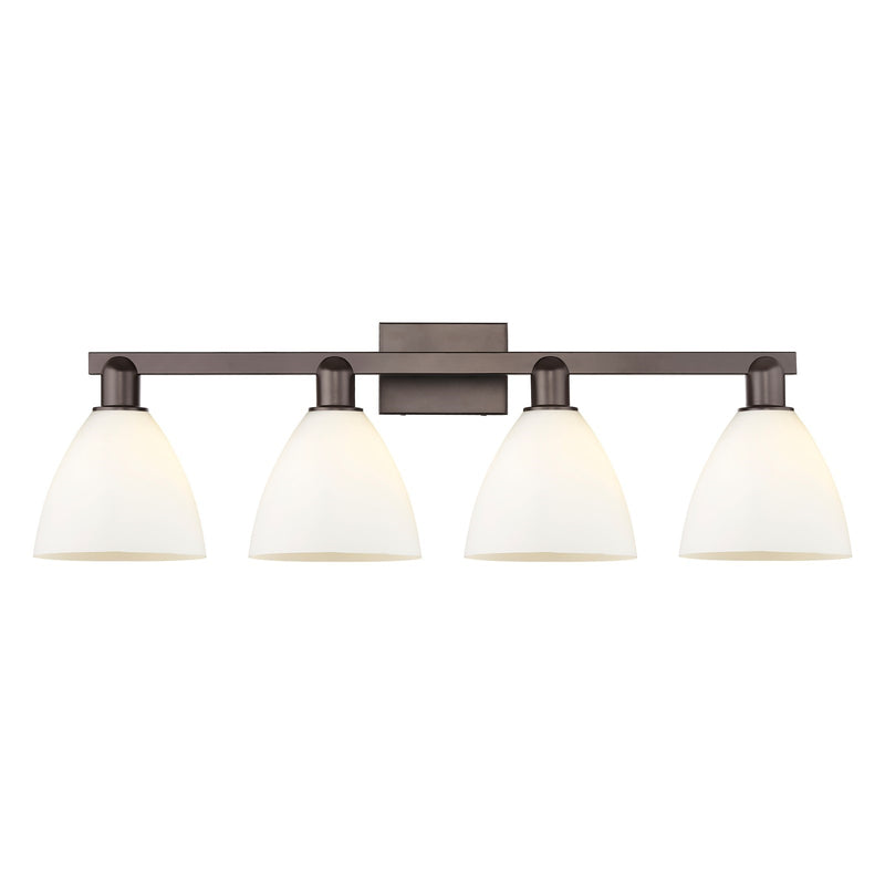 Innovations Bristol 34.5in 4-Light Bath Vanity | Industrial Oil Rubbed Bronze Steel and Matte White Glass | Bathroom Vanity & | Model 716-4W-OB-GBD-751
